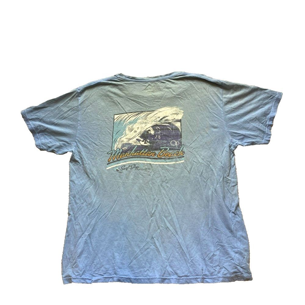 Ocean Pacific Shirt Adult Extra Large Slate Blue Manhattan Beach Surfing OP Mens
